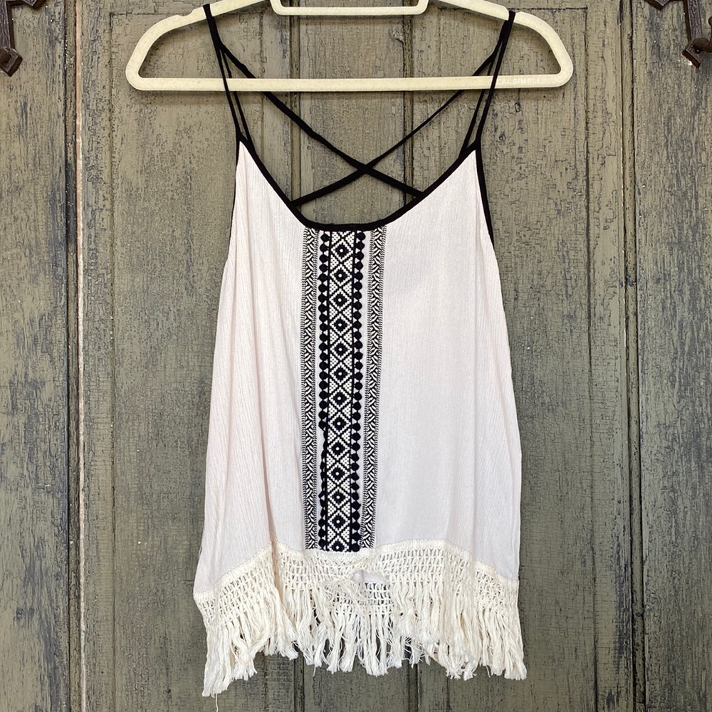 Black and Cream Boho Tank Top